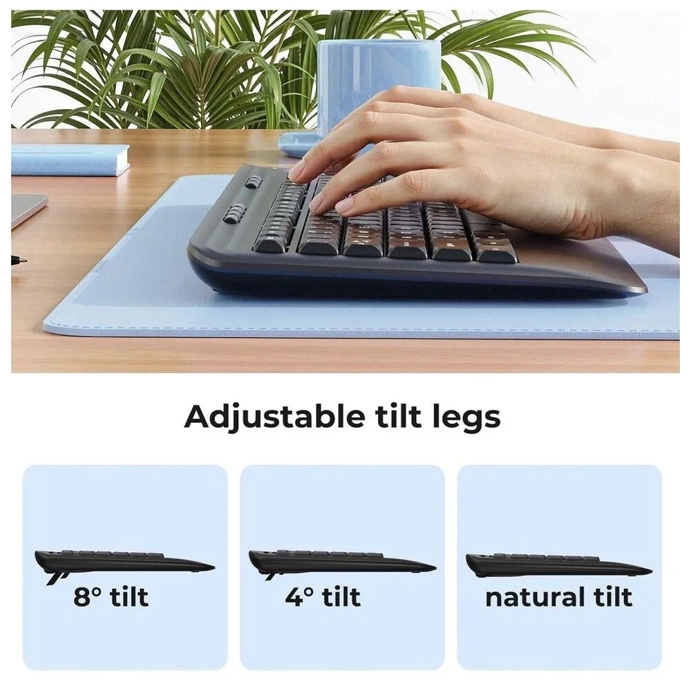 Silent Wireless Keyboard and Mouse Combo - Keyboard with Large Print Cover,